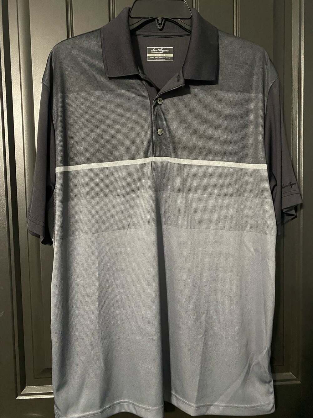 Ben Hogan Performance Short Sleeve Striped Golf Polo Shirt, Size Large